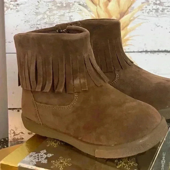 XEYES LITTLE GIRLS COGNAC FRINGE BOOTS NIB SIZE 6 - Picture 8 of 12